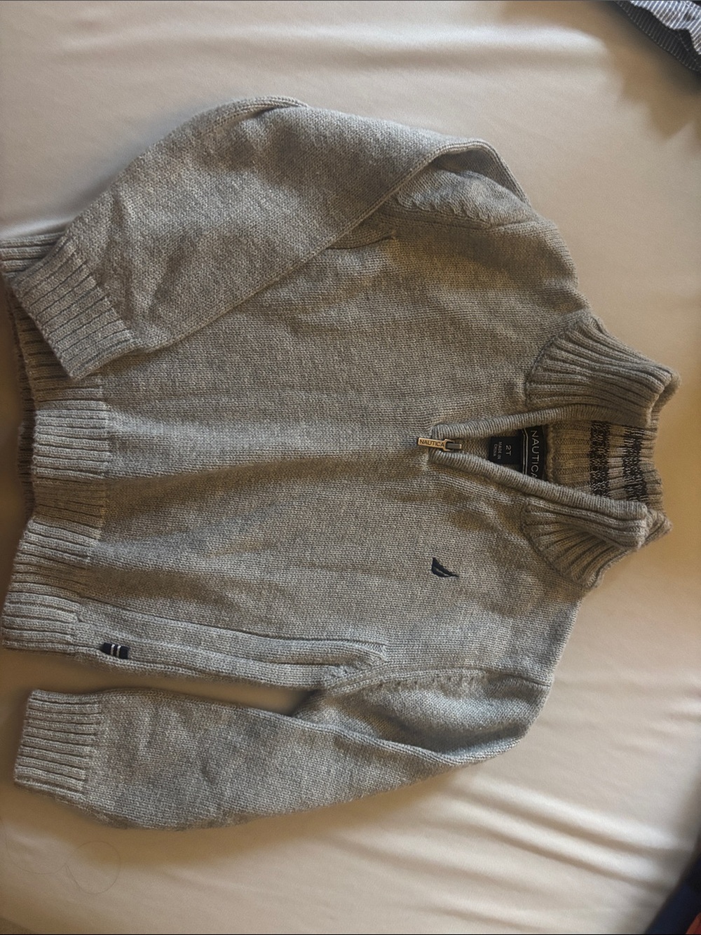 Nautica Men's Light Gray Half-Zip Sweater
